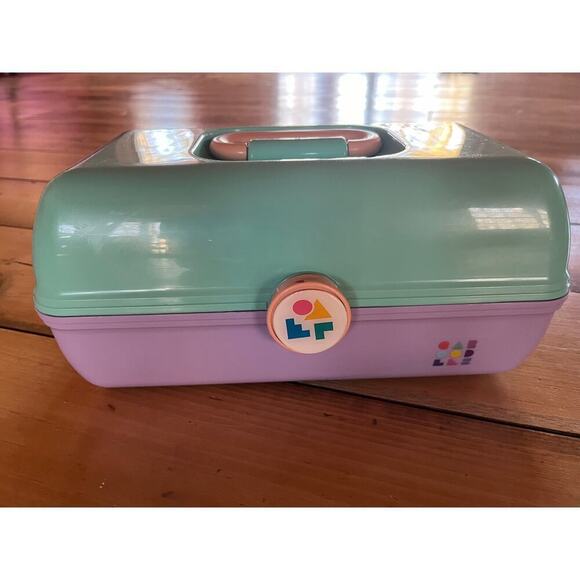 Caboodles on the go girl Seafoam green and purple make up case. travel. - Picture 1 of 5